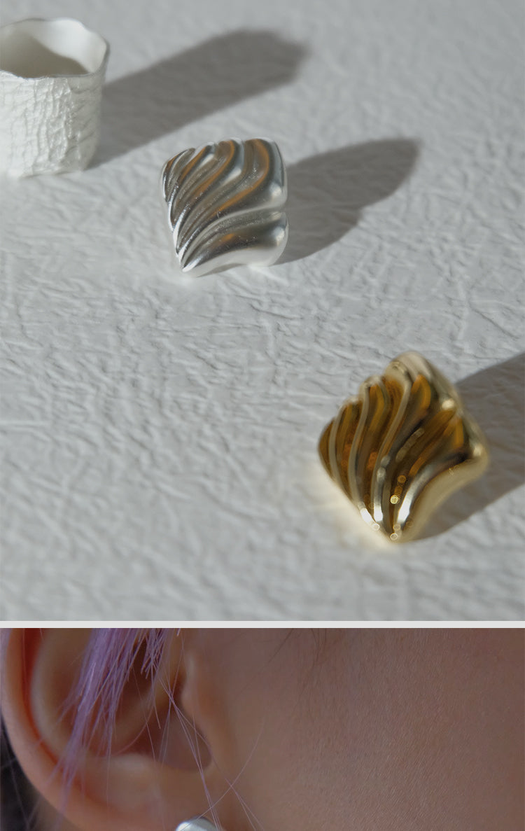 Desolate Healing Series Square Wave Ripple Retro Earrings