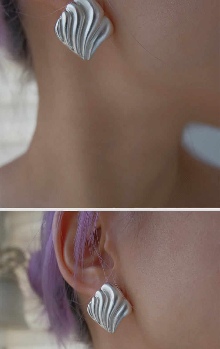 Desolate Healing Series Square Wave Ripple Retro Earrings