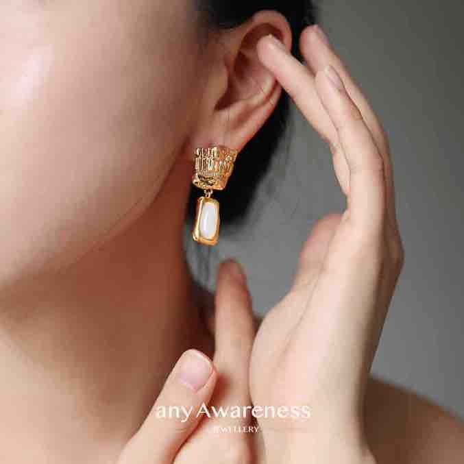 Temple Column Jigsaw Earrings