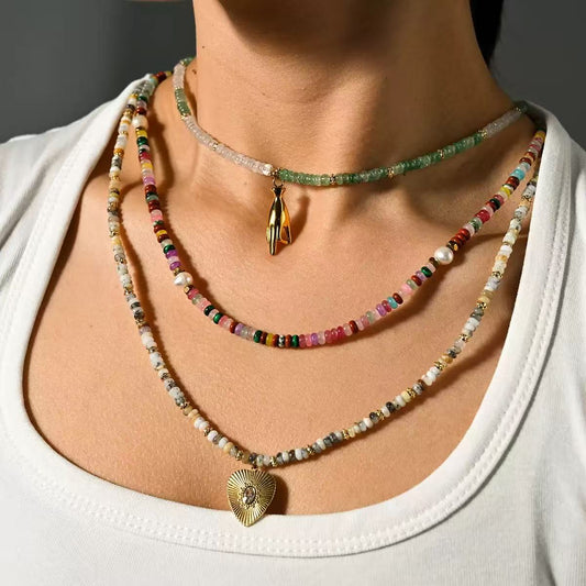Colored natural stone necklace